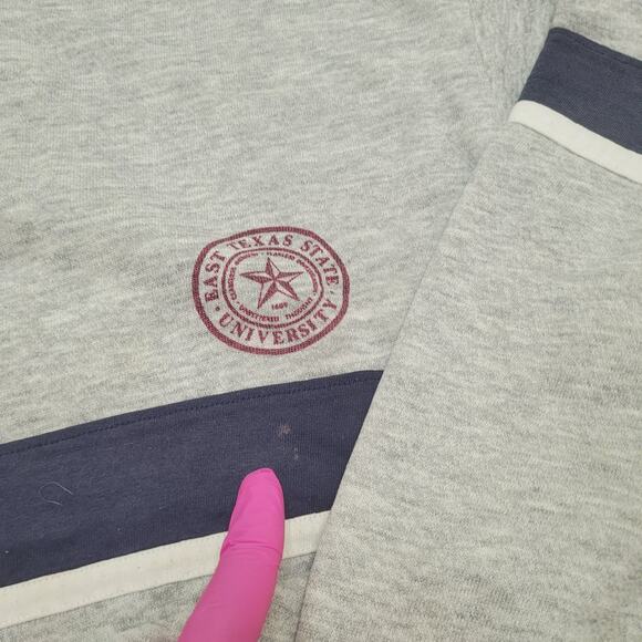 VTG 80s Champion Sweatshirt M USA ETSU Snap Neck Cropped Tri Blend RARE - Picture 6 of 10